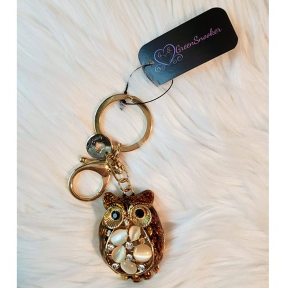 3D Rhinestone Owl Crystal Purse Bag Key Chain - Picture 4 of 7